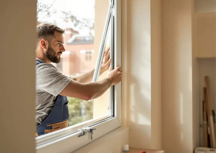 Menusier à Wavre installant un châssis PVC — travail soigné et pose de précision par un artisan local